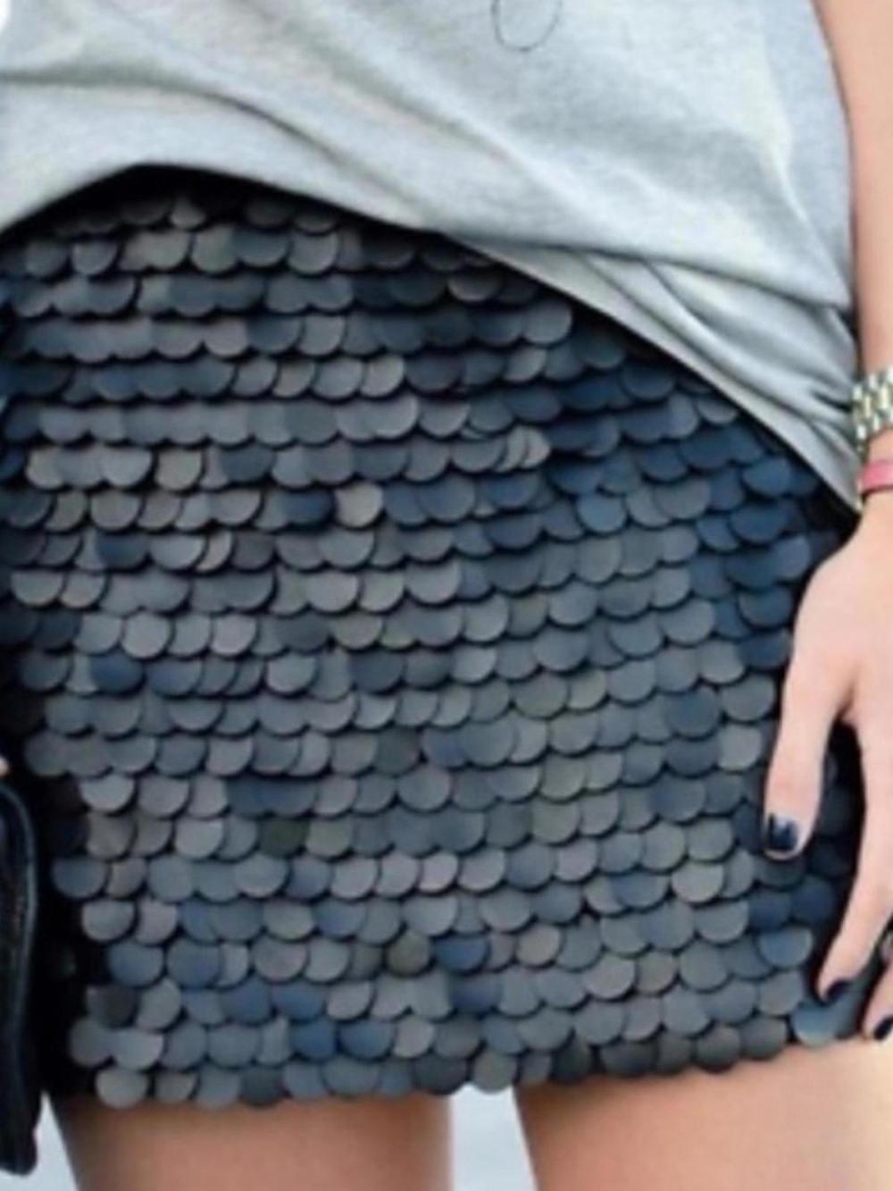 Black Sequin Mini Skirt - Sleek Layered Design